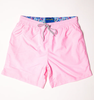 Solid Linen Pink Swim Trunks