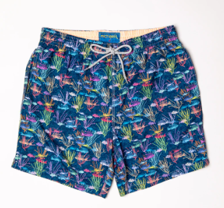 School of Fish Navy Swim Trunks