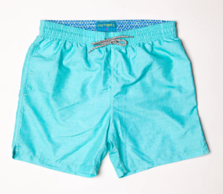 Solid Linen Aqua Swim Trunks