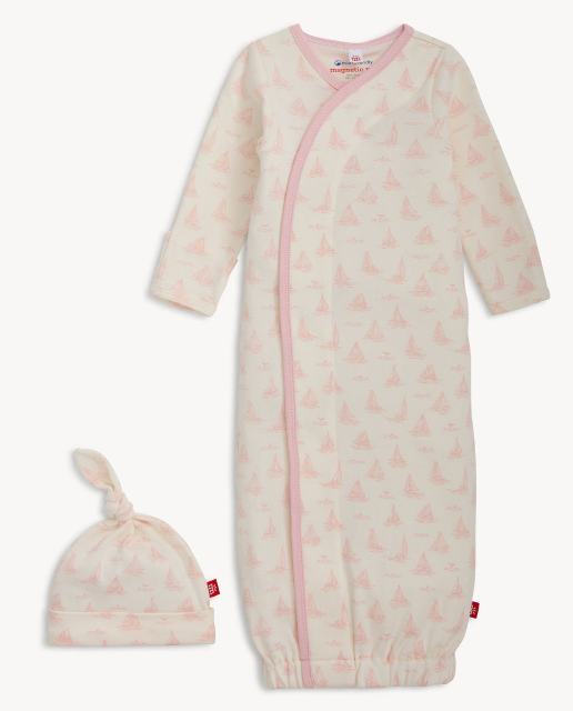 Pink Tiny Tides Gown & Hat Set