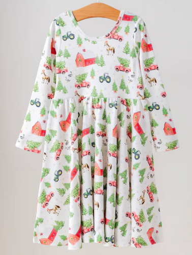 Tree Farm Twirl Dress - Girls