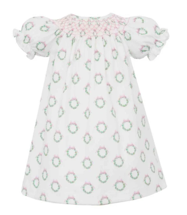 Holiday Pink Wreath Dress