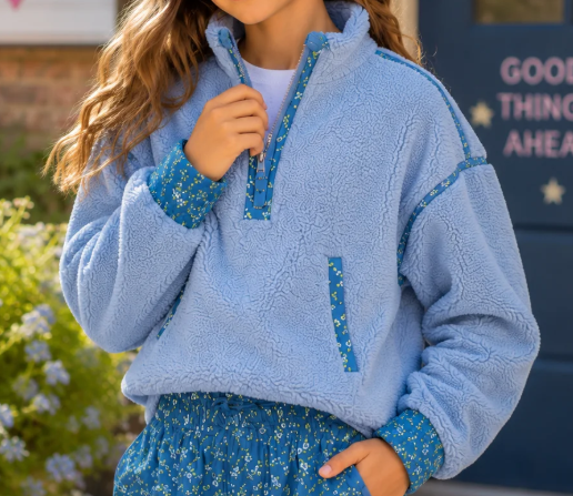 Floral Piping Sherpa Jacket
