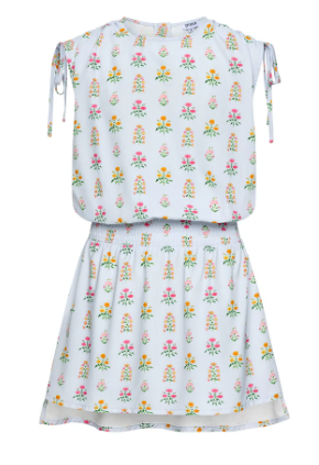 Helen Blue Floral Black Print Dress