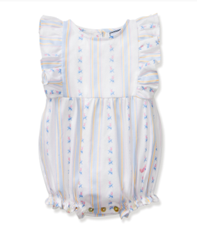 Ruffled Romper in Cottage Stripe