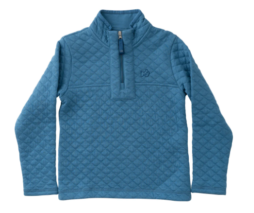 Quilted Zip Pullover - Copen Blue