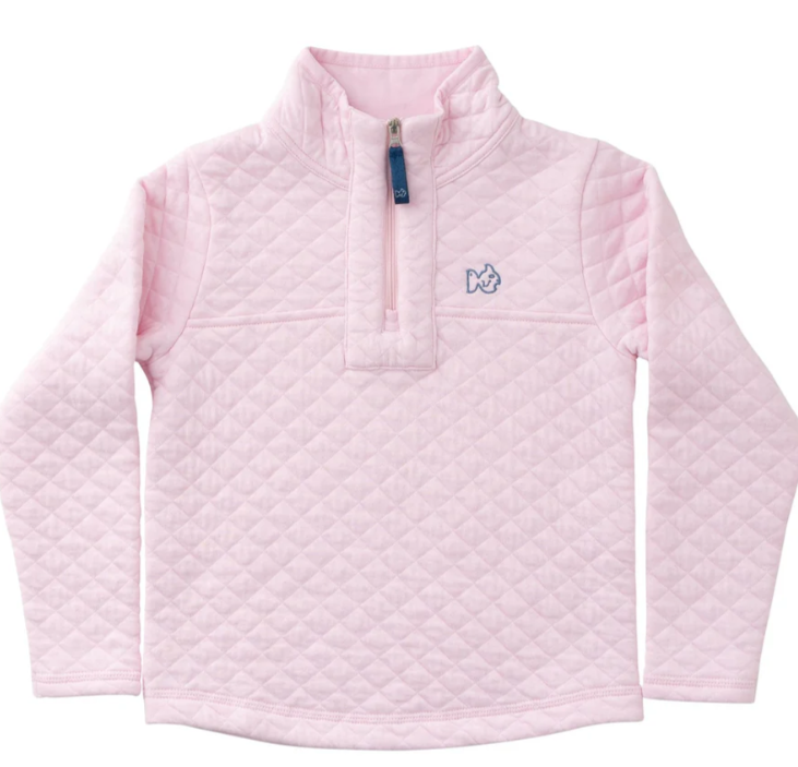 Quilted Zip Pullover - Pink Tulle