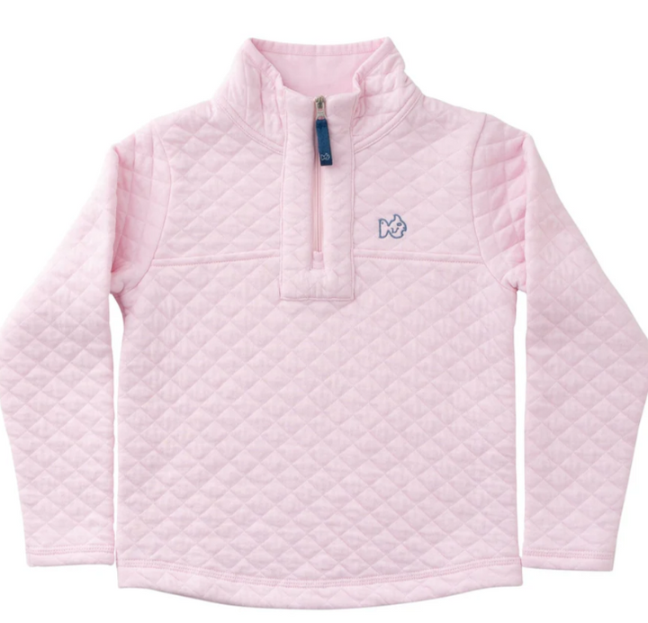 Quilted Zip Pullover - Pink Tulle