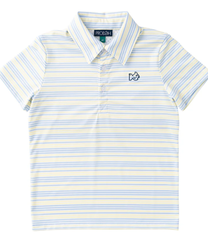 Yellow w/Blue Stripes Perf Polo