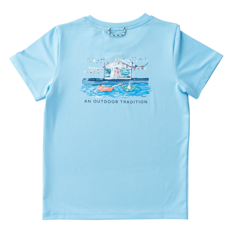 Pool Party Art Perf Tee -Baltic Sea Blue