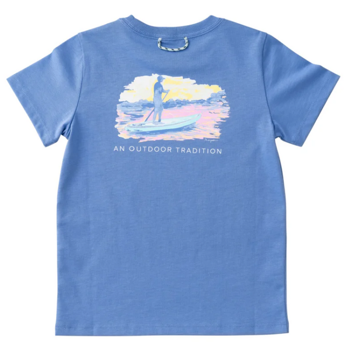 Heather Blue Paddleboard Sunset Tee