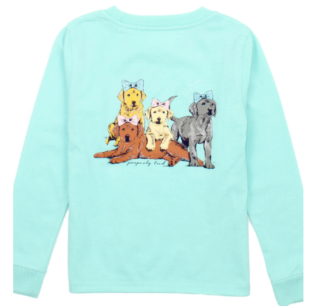 Seafoam Puppy Pile Tee