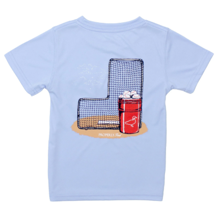 Baseball Bucket Light Blue Perf Tee