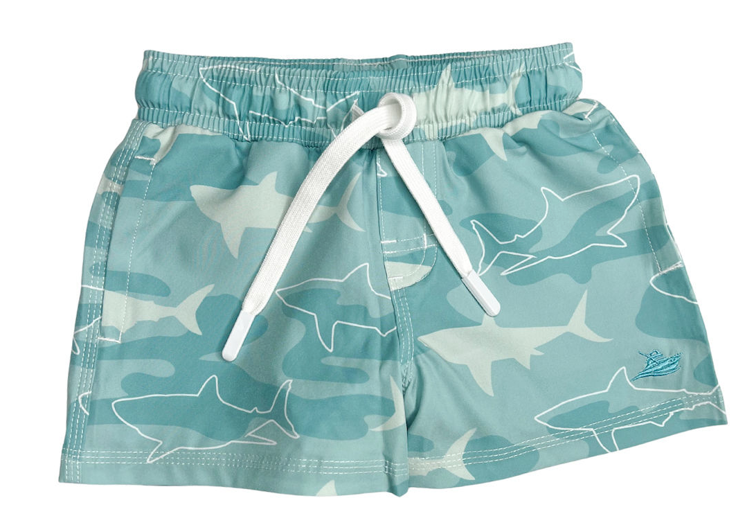Swim Trunks - Green Sharks