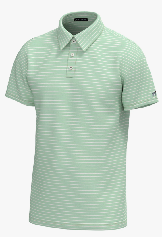 Horizon Stripe Perf Polo-Spring Green