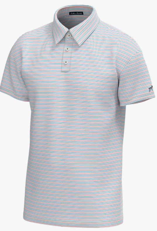 Bayside Stripe Perf Polo - White/H Blue