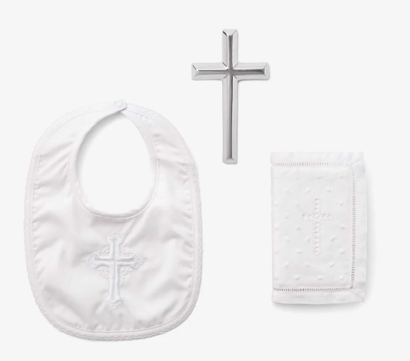 Boys Bible, Cross & Bib Christening Set