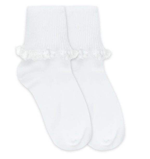 Cluny and Satin Lace Turn Cuff Socks