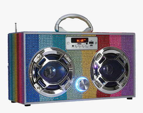 Rainbow Bling Retro Bluetooth Boombox