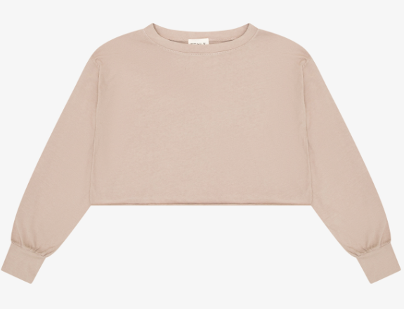 Jersey Cropped Pullover w/Raw Hem