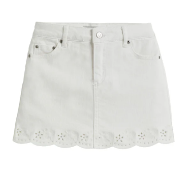 Floral Emb Eyelet Hime Skort - White