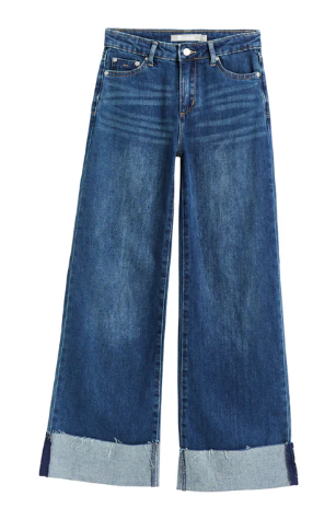 Wide Leg With Cuff Indigo Jeans