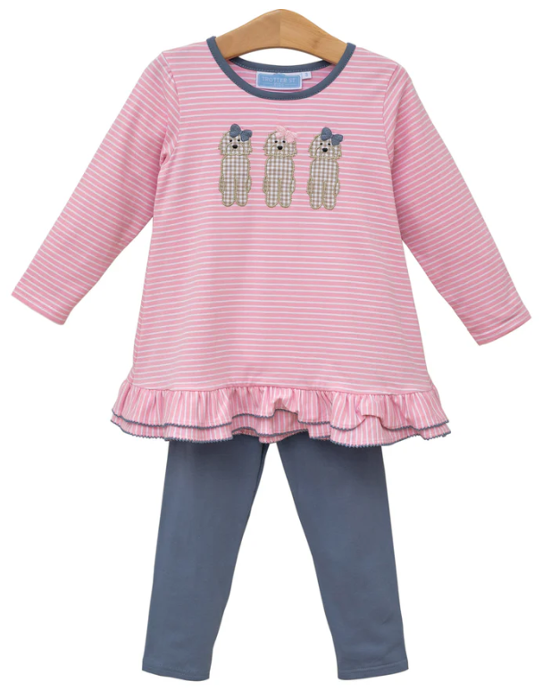 Dog Ruffle Pant Set - Girls