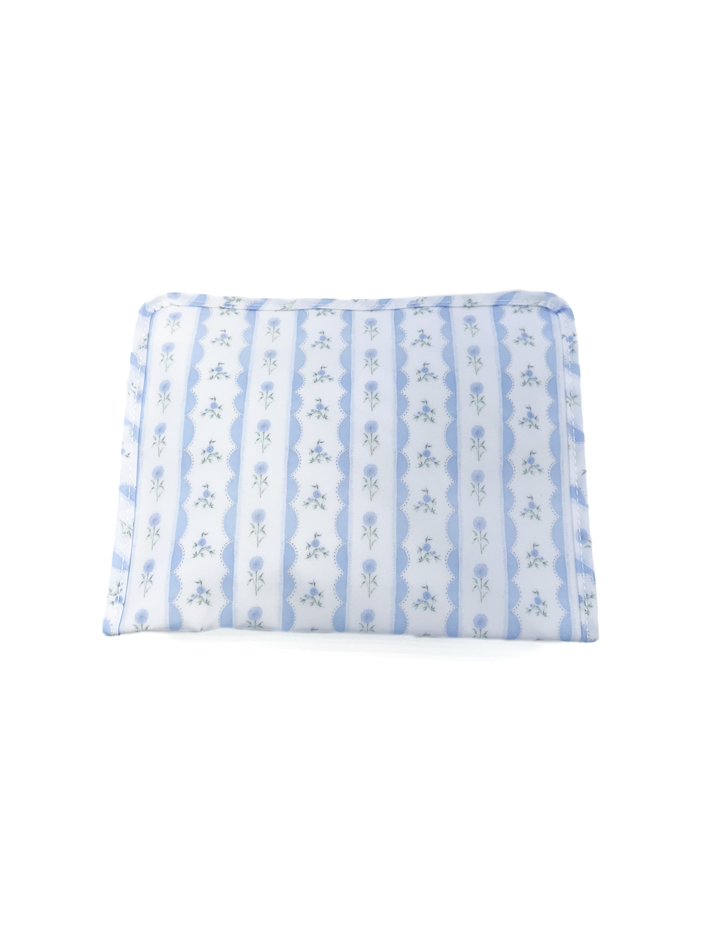 Ribbon Floral Blue - Large Zip Pouch