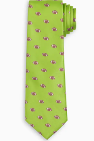 Football Print Green Necktie