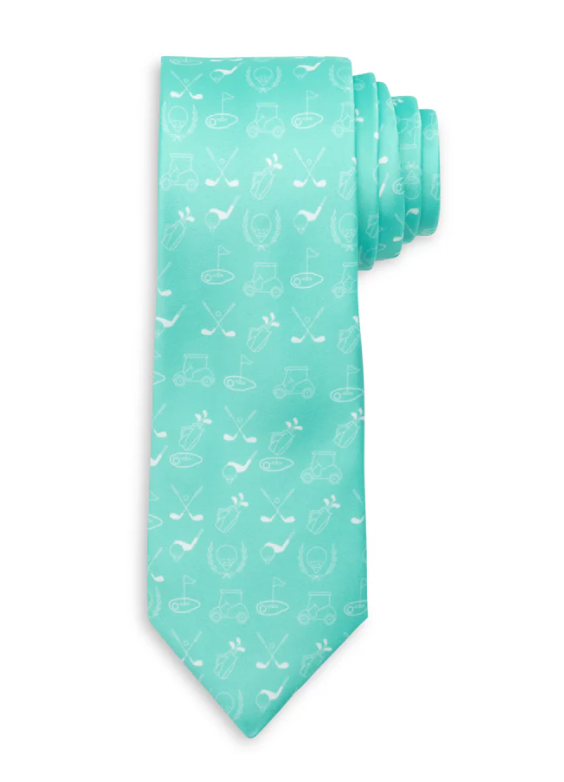 Golf Icons Turquoise Blue Necktie