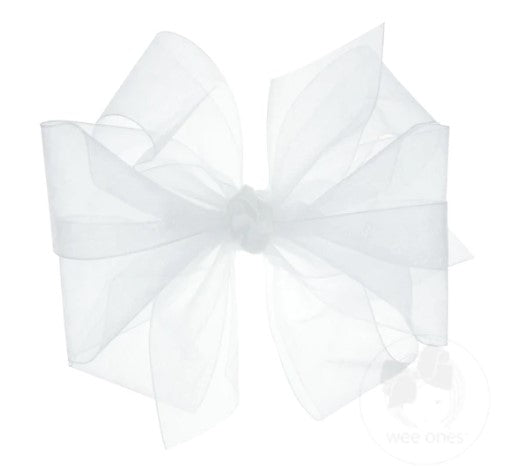 Med Organza Double Bow - White