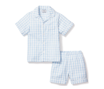 Light Blue Gingham PJ Short Set - Boys