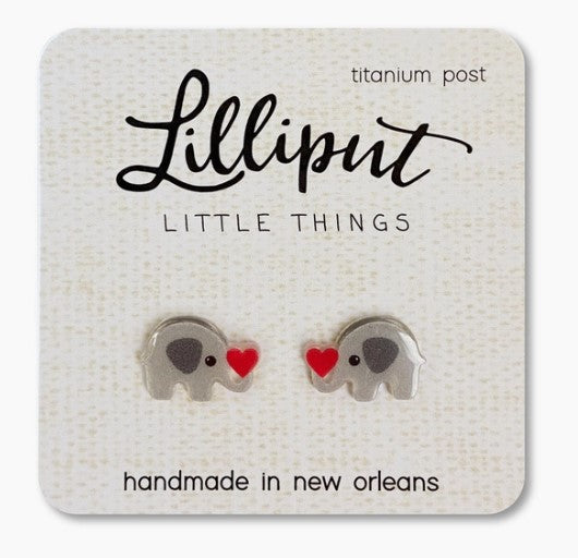 Cute Elephant w/Heart Earrings