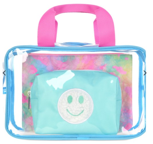 Happy Tie Dye Cosmetic Bag Trio