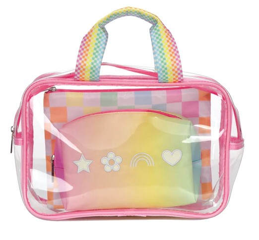 Ombre Checkerboard Cosmetic Bag Trio