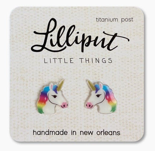 Rainbow Unicorn Earrings-white
