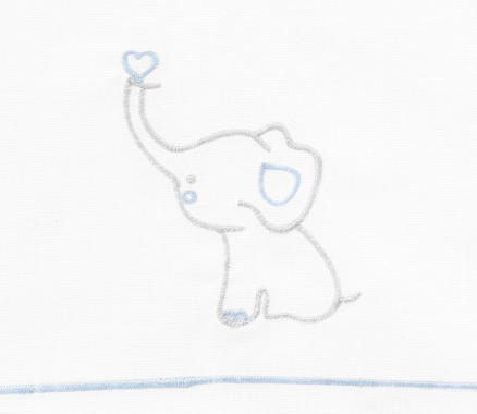 Baby Elephant WHT/Blue Daygown Set