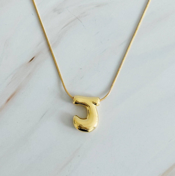 Balloon Letter Initial Necklace: Yellow Gold / M