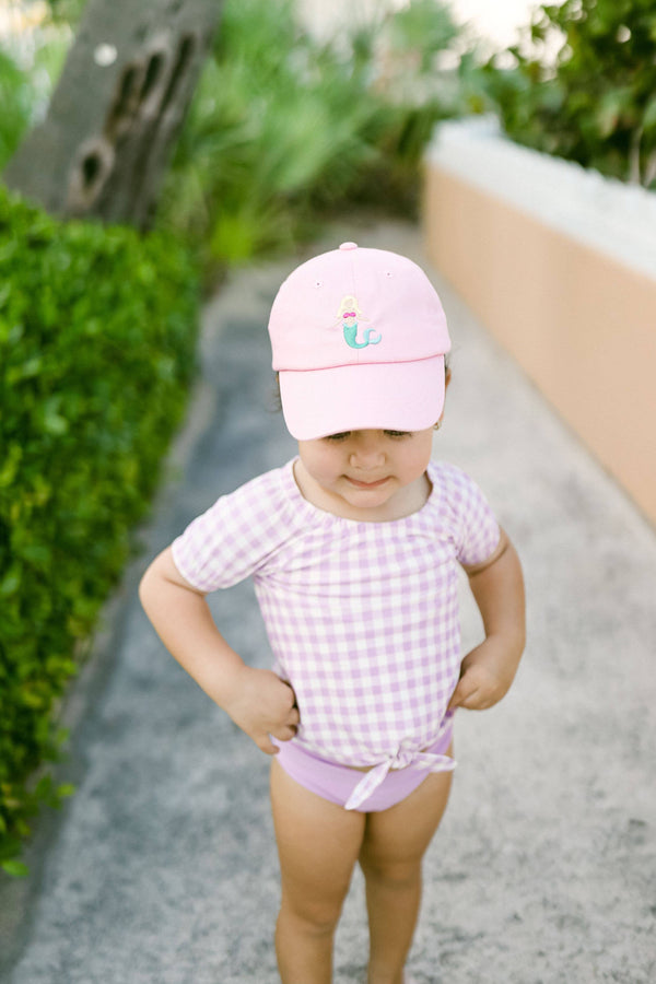 Pink Mermaid Bow Baseball Hat (Baby, Youth): Youth