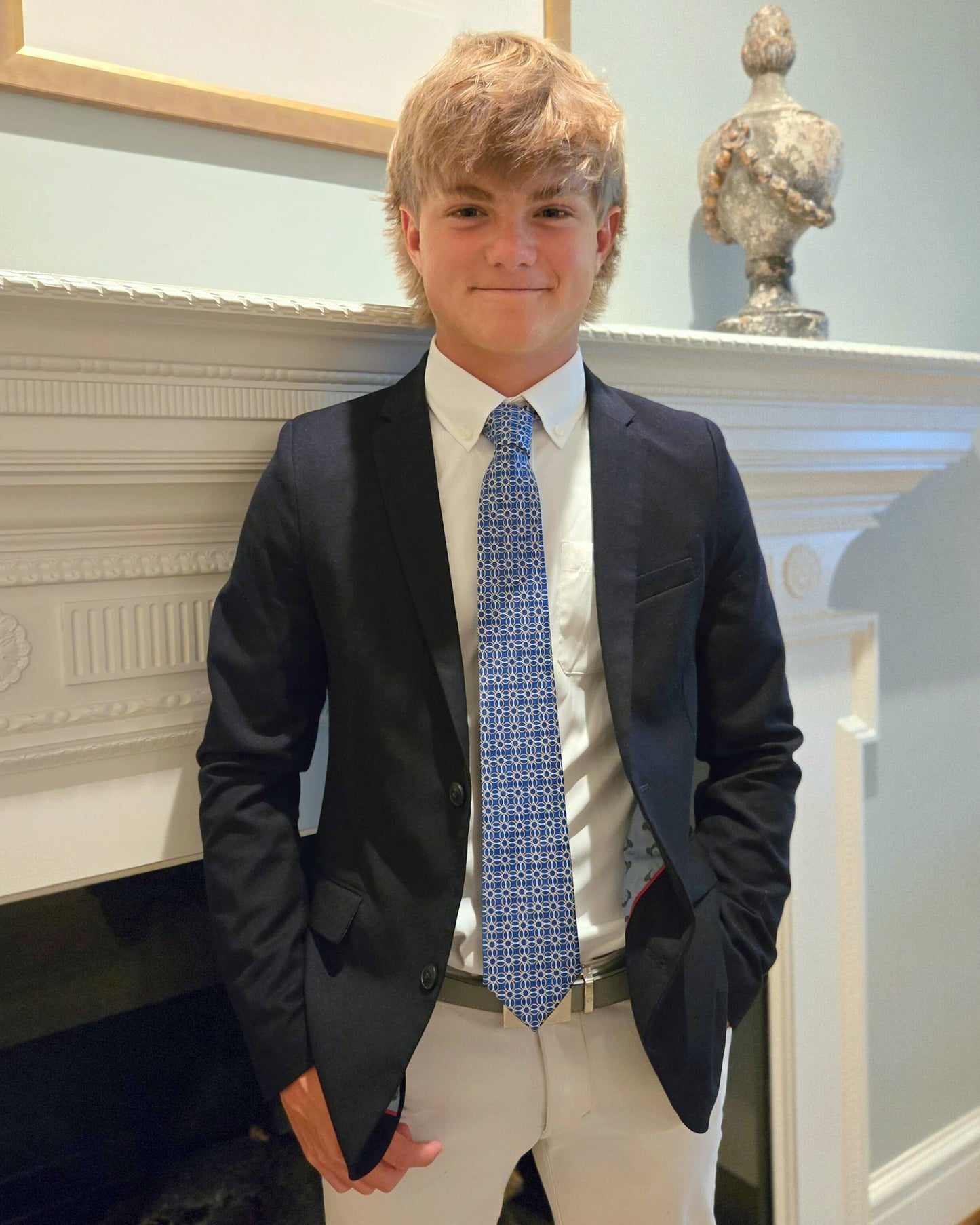 Tripp's Signature Geometric Blue Child Tween Adult Necktie: Medium