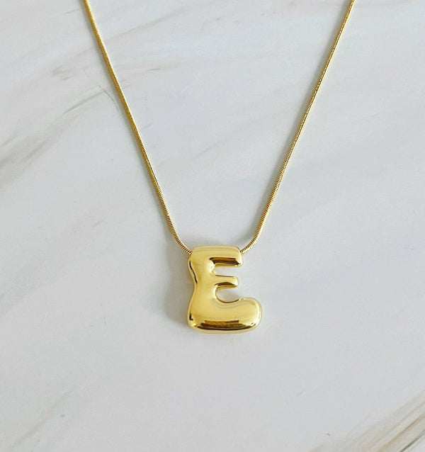 Balloon Letter Initial Necklace: Yellow Gold / M