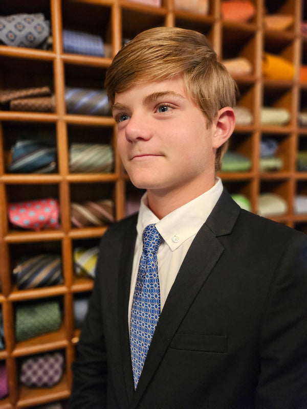 Tripp's Signature Geometric Blue Child Tween Adult Necktie: Medium