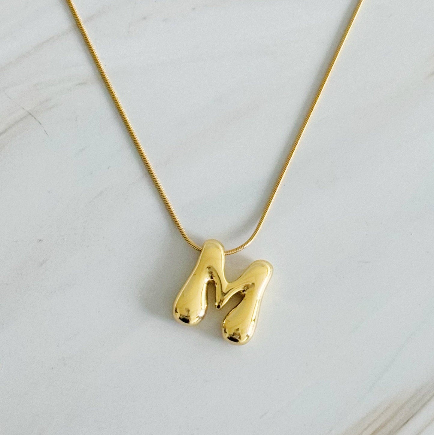 Balloon Letter Initial Necklace: Yellow Gold / K