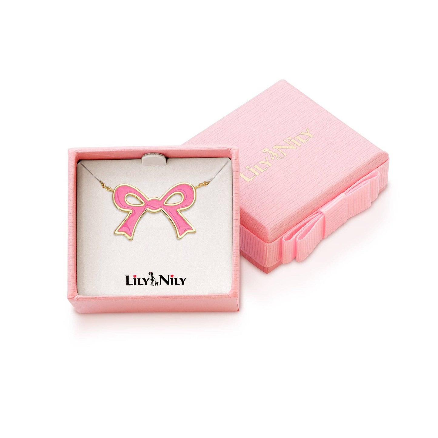 Flat Bow Necklace (Pink)