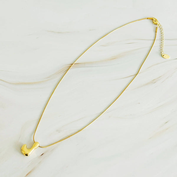 Balloon Letter Initial Necklace: Yellow Gold / M