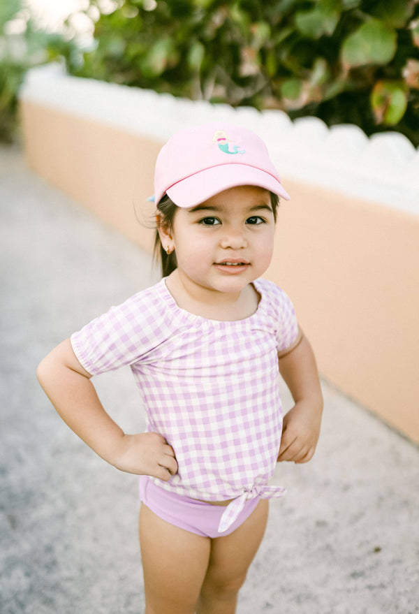 Pink Mermaid Bow Baseball Hat (Baby, Youth): Youth