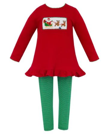 Santa Sleigh - Red/Green Tunic Set