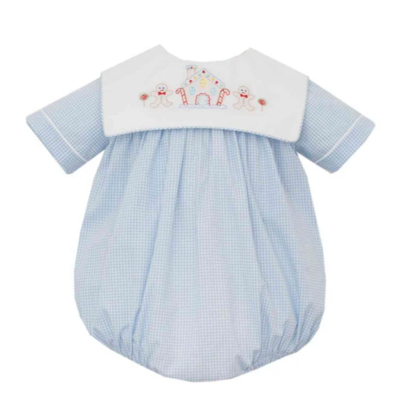 Gingerbread - LT Blue Gingham Bubble