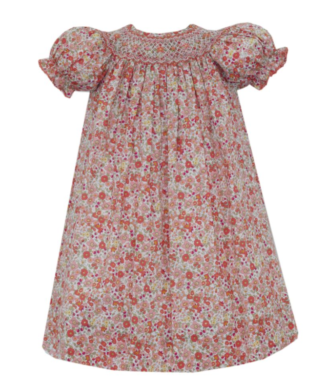 Grace-Orange Floral Liberty Bishop Dress