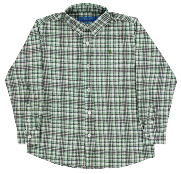 Roscoe Perf Button Down - Oak Plaid